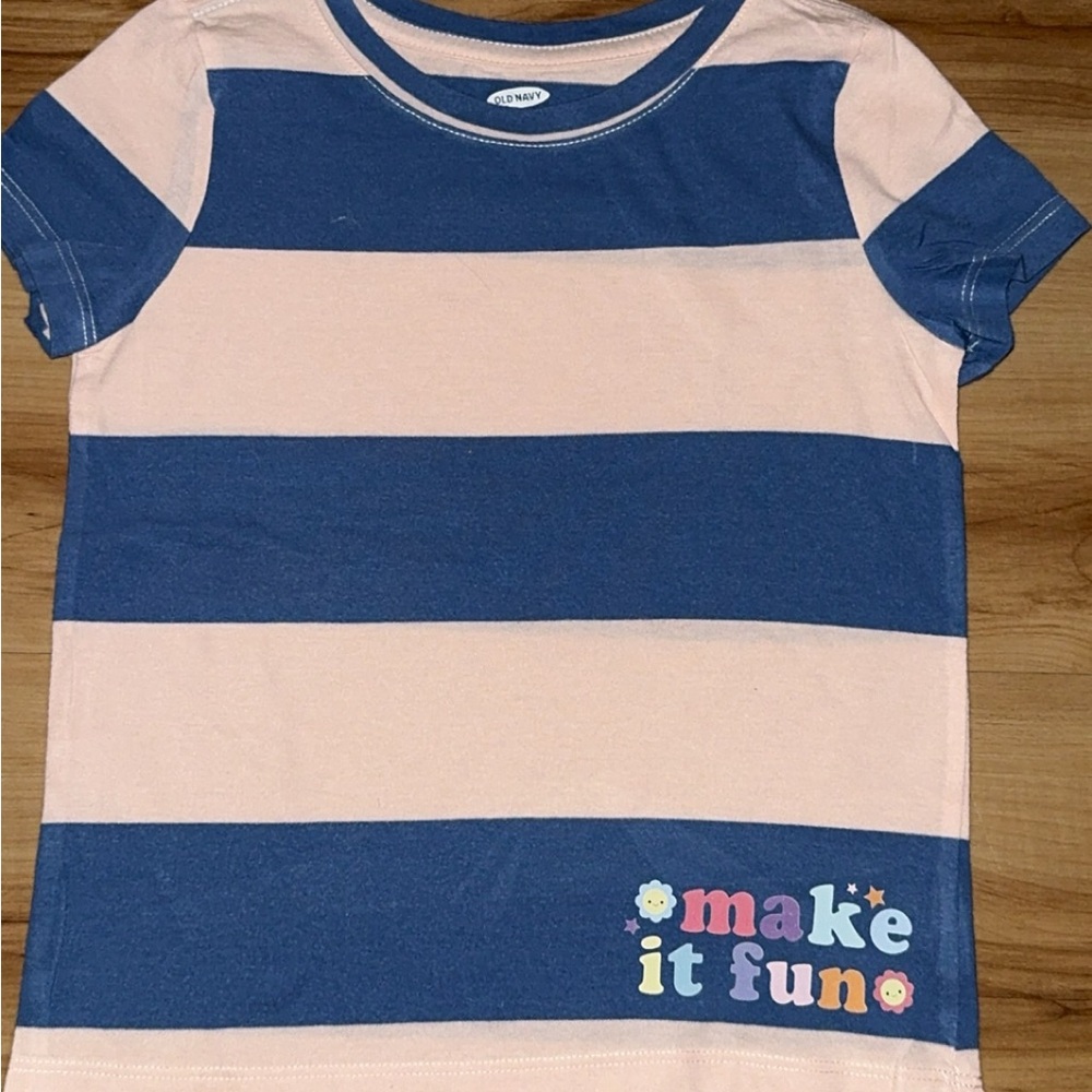 Old Navy Striped Tee, Upcycled with “make it fun” graphic by me✨♻️Girls sz. M